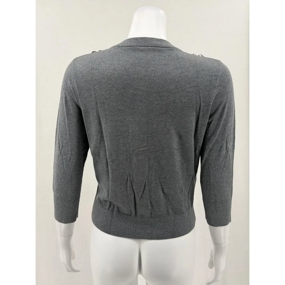 Kate‎ Spade Sweater Womens Small Gray Leni Cardigan Jeweled Preppy Office Work